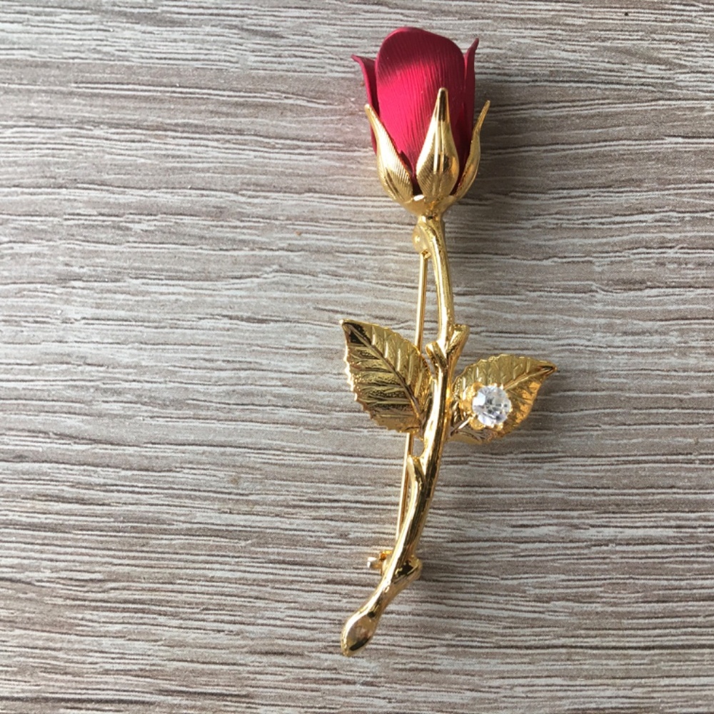 Vintage Rose brooch cubic zirconia - Picture 3 of 6